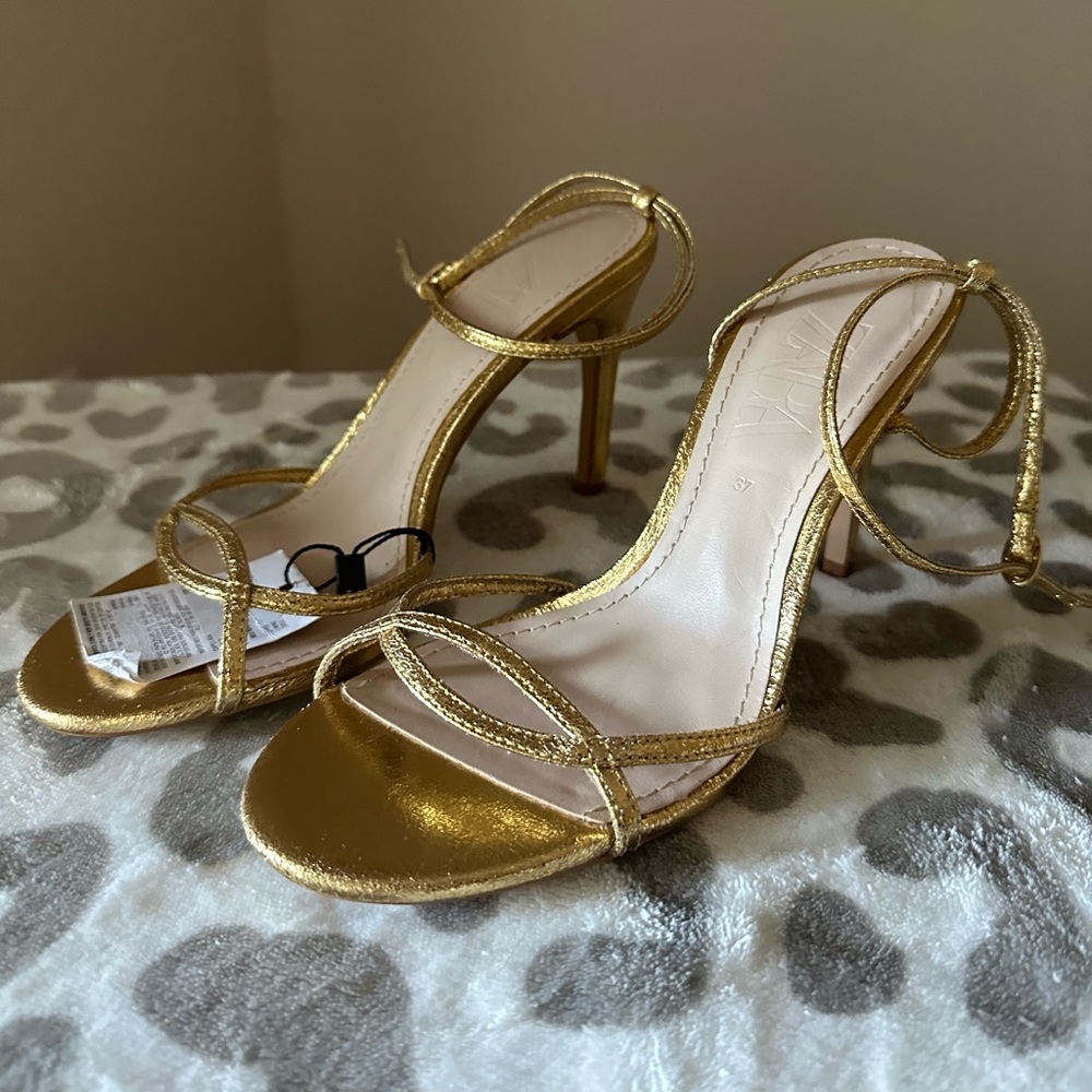 Gold Strappy Heel —Zara